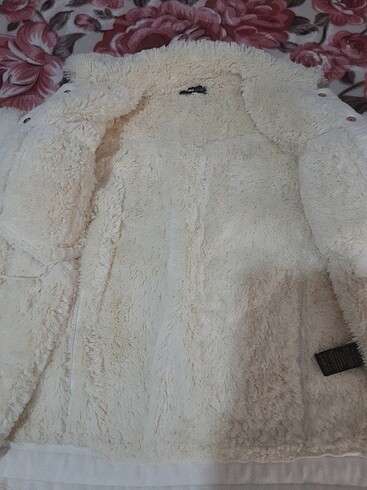 l Beden beyaz Renk Mavi hem kot hem peluş sıcacık mont