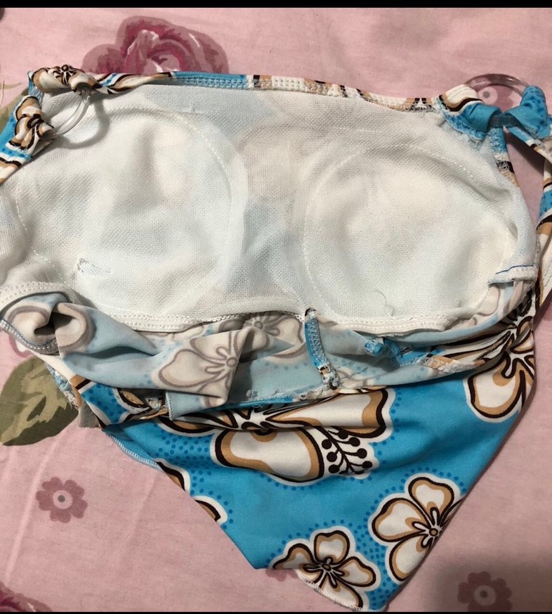 Mavi Çiçek Desenli Mini Bohem Mayo Takımı - Görsel 3