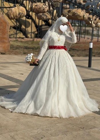 Uzun Kollu Vintage Prenses Gelinlik