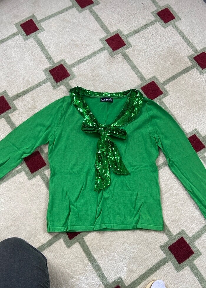 Payet detaylı triko kazak - Görsel 2