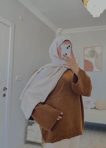 Camel Renk Örgü Kadın Kazak - Görsel 3