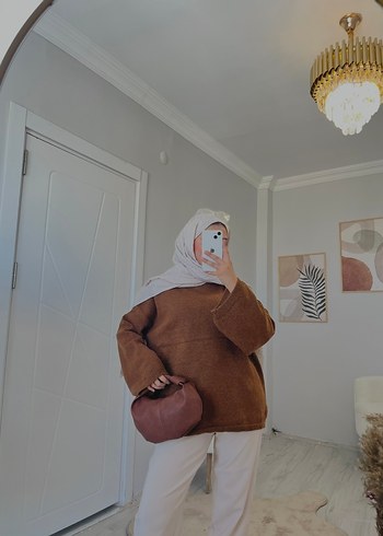 Camel Renk Örgü Kadın Kazak - Görsel 2