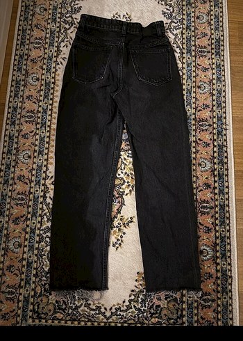Zara Siyah Bağlama Desenli Midi Kot Pantolon