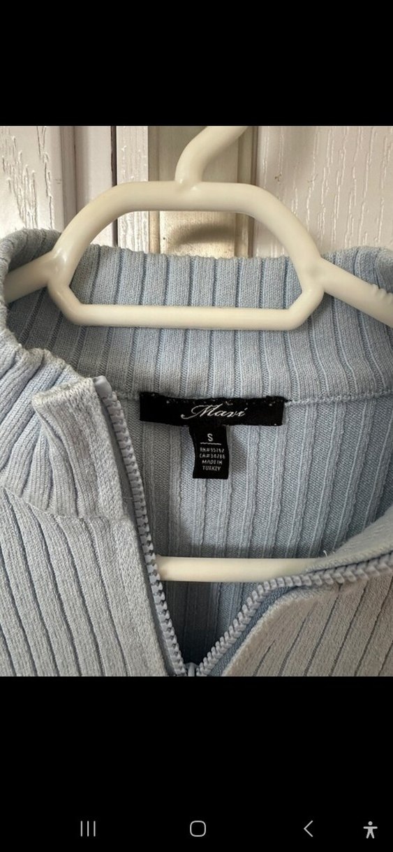 Mavi Fermuarlı Triko Kadın hırka - Görsel 3