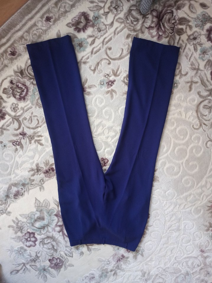 Kadin patlıcan moru İspanyol paça pantolon - Görsel 2