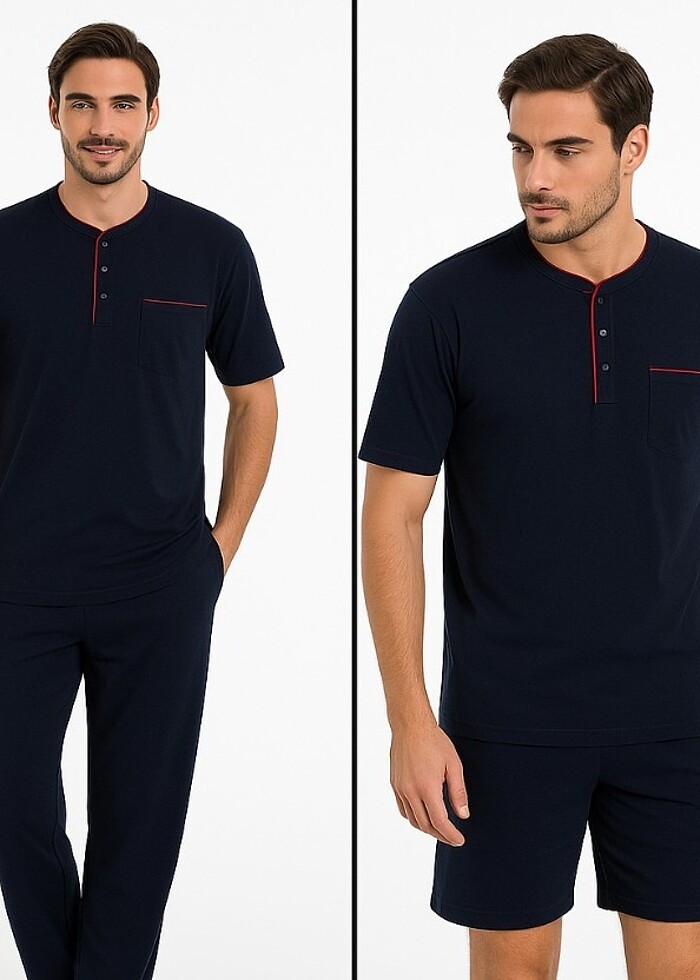 Pierre Cardin 5370 Pijama Şort 3 Lü Damat Çeyiz Seti - Görsel 4