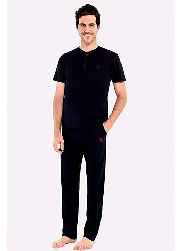 U.S. Polo Assn. 12005 Erkek 3'lü Pijama Takım -Lacivert - Görsel 2