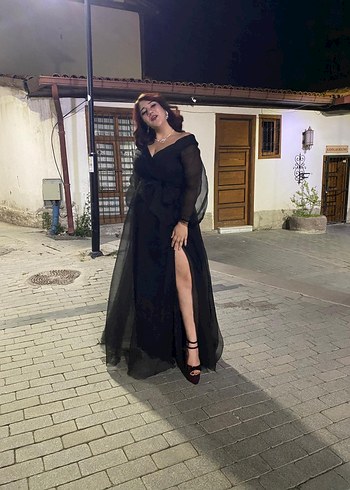 Abiye Siyah Uzun Gotik Abiye Elbise
