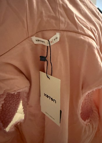 Kız Çocuk Kapüşonlu Pembe Peluş Yelek - Görsel 2