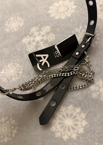 Zincir Detaylı Siyah Deri Kadın Kemer - Görsel 6