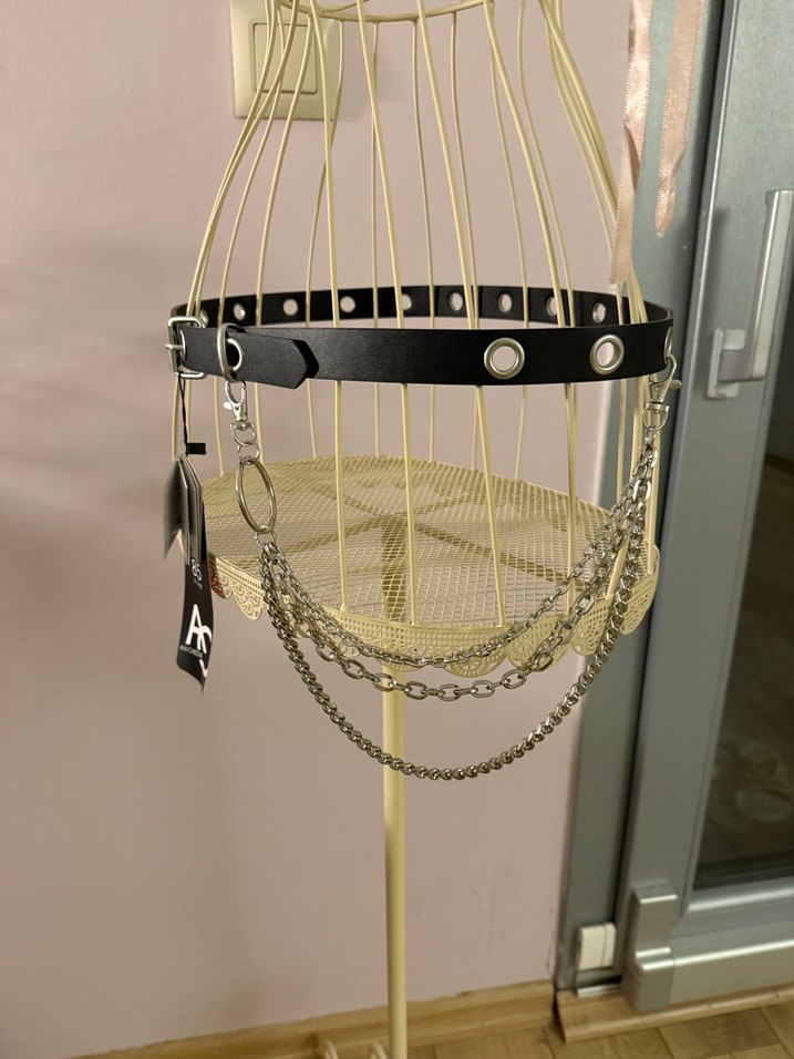 Zincir Detaylı Siyah Deri Kadın Kemer - Görsel 2