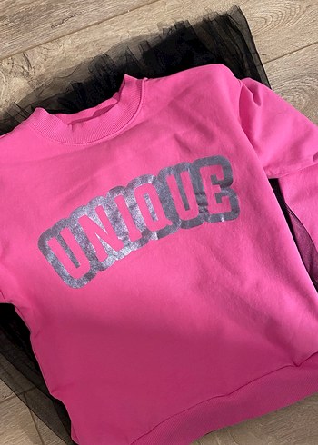 Kız Çocuk Pembe Uzun Kollu Sweatshirt Elbise - Görsel 5