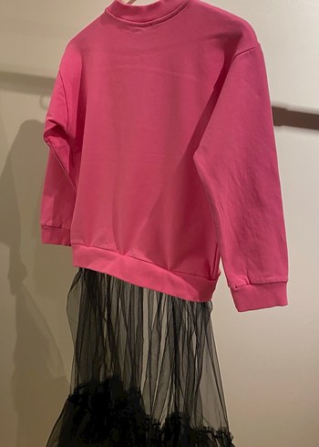 Kız Çocuk Pembe Uzun Kollu Sweatshirt Elbise - Görsel 2