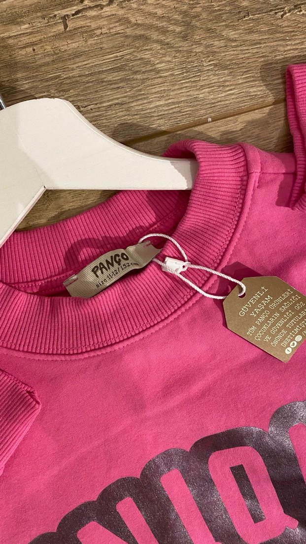 Kız Çocuk Pembe Uzun Kollu Sweatshirt Elbise - Görsel 4