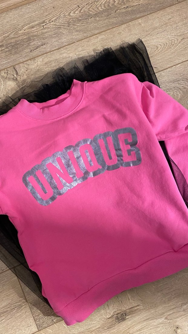 Kız Çocuk Pembe Uzun Kollu Sweatshirt Elbise - Görsel 5