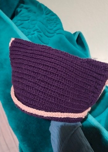 Mor Örgü kedi kulakli bere y2k - Görsel 5