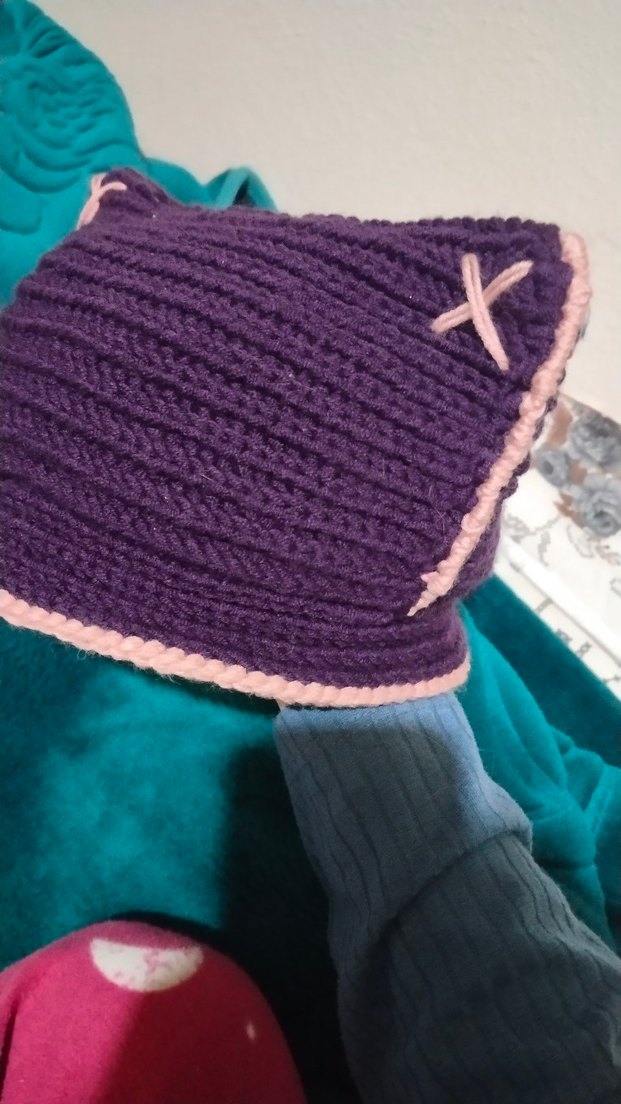 Mor Örgü kedi kulakli bere y2k - Görsel 2