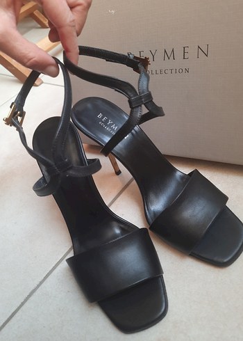 Beymen Collectıon Deri, Siyah İnce Metal Topuklu Kadın Ayakkabı - Görsel 7
