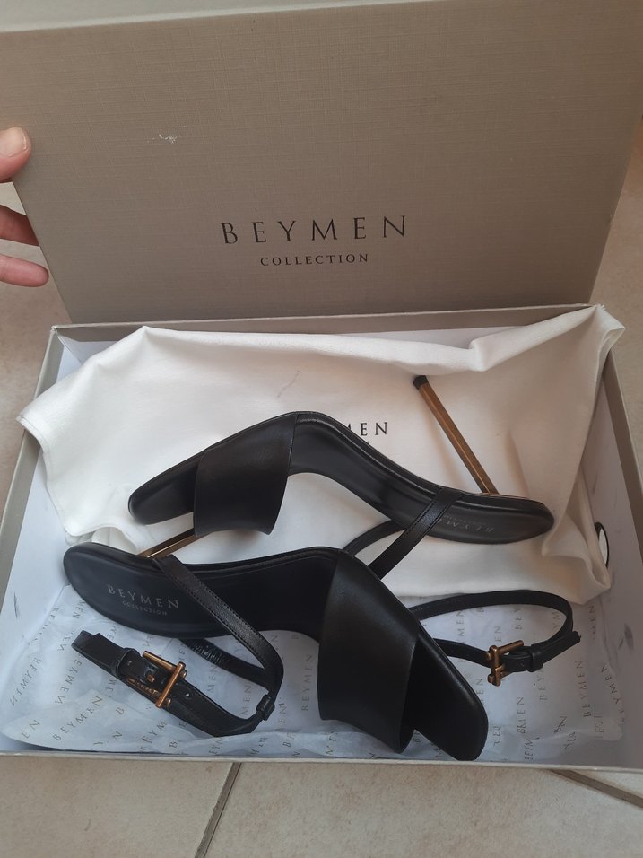 Beymen Collectıon Deri, Siyah İnce Metal Topuklu Kadın Ayakkabı - Görsel 5