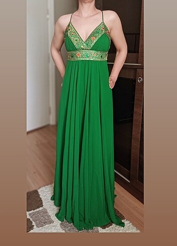 Abiye elbise zümrüt yeşili - Görsel 2