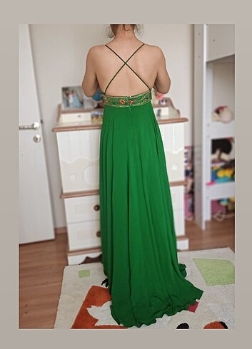 Abiye elbise zümrüt yeşili - Görsel 3