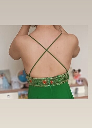 Abiye elbise zümrüt yeşili - Görsel 4