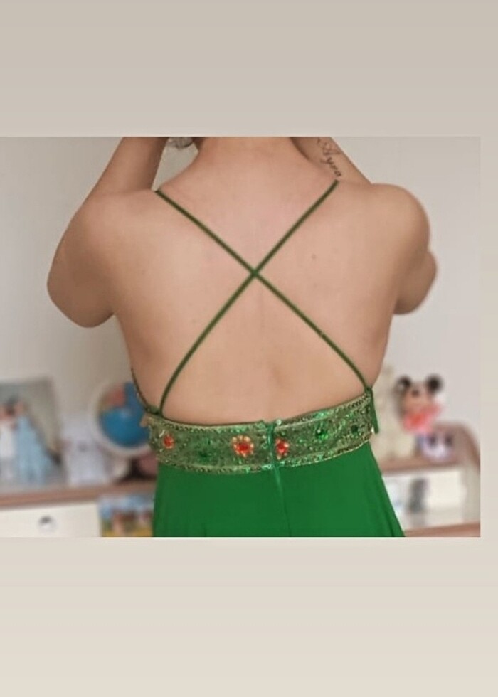 Abiye elbise zümrüt yeşili - Görsel 4