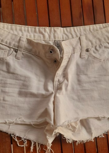 MANGO Kadın Beyaz Mini Denim Şort - Görsel 2