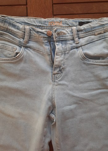 MAVİ düğmeli, bel ayarlı, kız çocuk Jean 11-12 yaş - Görsel 2