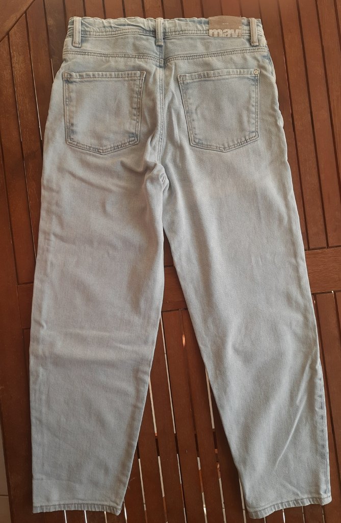 MAVİ düğmeli, bel ayarlı, kız çocuk Jean 11-12 yaş - Görsel 4