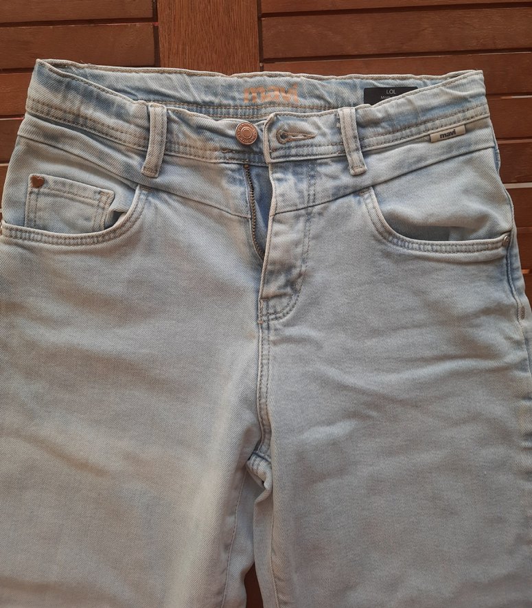 MAVİ düğmeli, bel ayarlı, kız çocuk Jean 11-12 yaş - Görsel 2