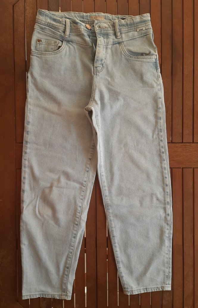 MAVİ düğmeli, bel ayarlı, kız çocuk Jean 11-12 yaş - Görsel 3