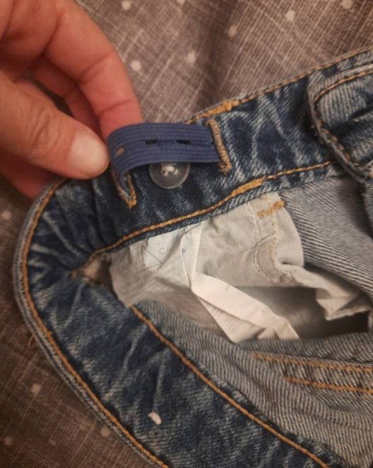 ZARA Mavi Düğmeli Rahat Kesim Kız çocuk bel ayarlı, Kot Pantolon - Görsel 5