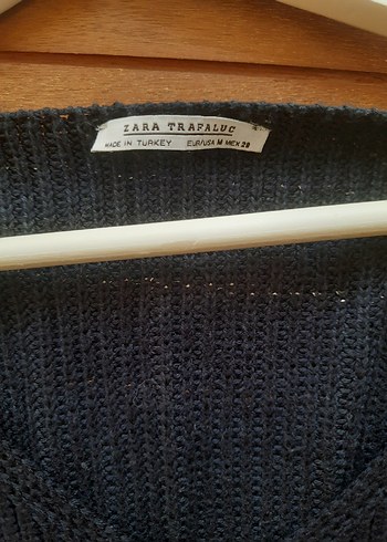 ZARA Lacivert V Yakalı Örgü Kadın Kazak - Görsel 2