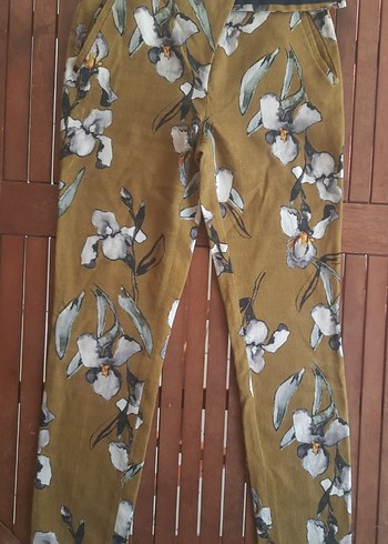 ZARA Hakil rengii Çiçek Desenli Kadın Pantolon - Görsel 6