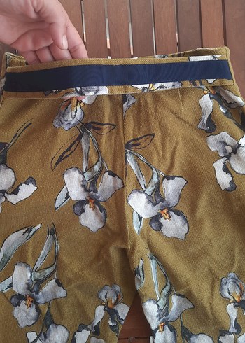 ZARA Hakil rengii Çiçek Desenli Kadın Pantolon - Görsel 5