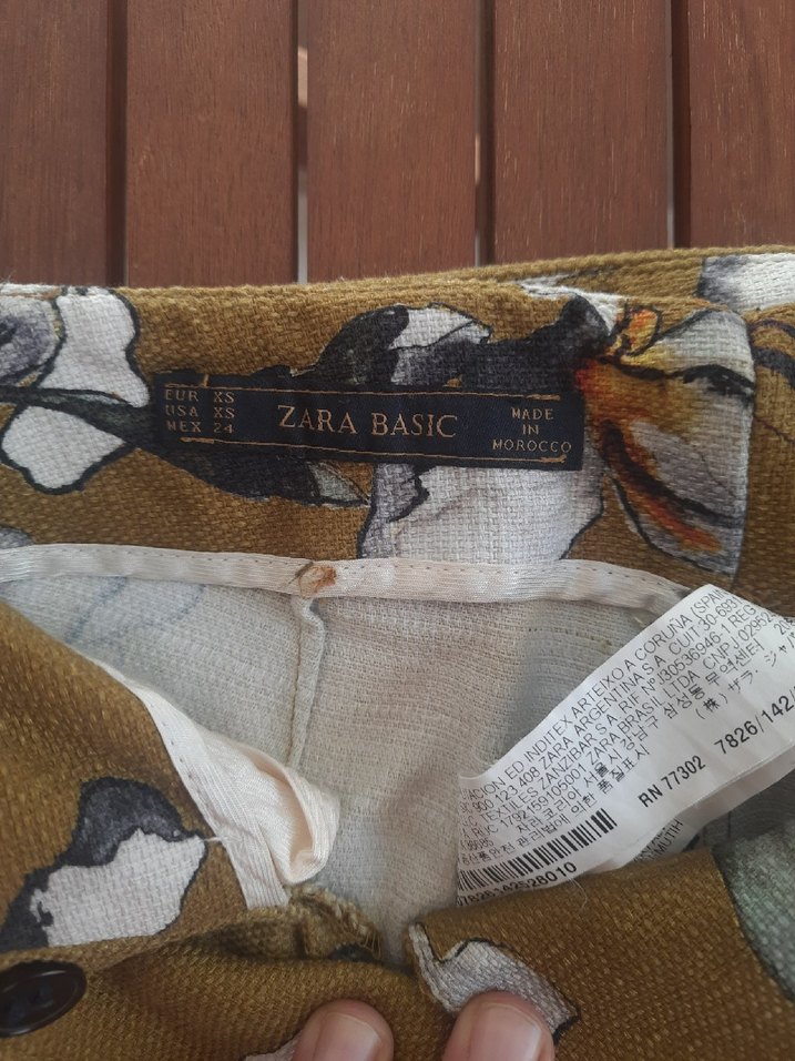 ZARA Hakil rengii Çiçek Desenli Kadın Pantolon - Görsel 3