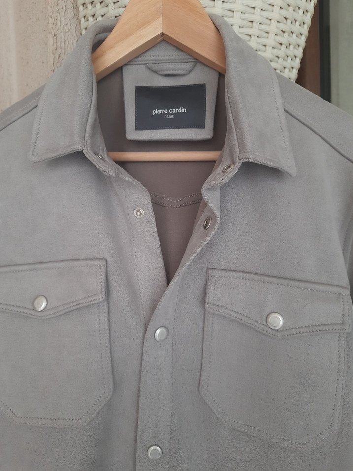 Pierre Cardin Gri Süet Erkek Gömlek S-48 - Görsel 3