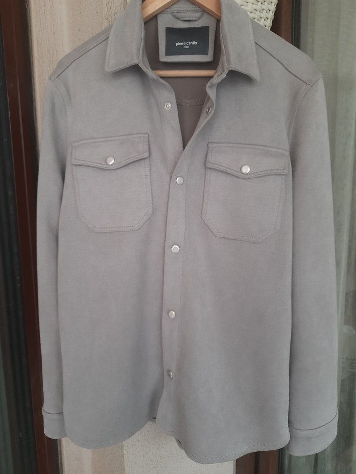 Pierre Cardin Gri Süet Erkek Gömlek S-48 - Görsel 2