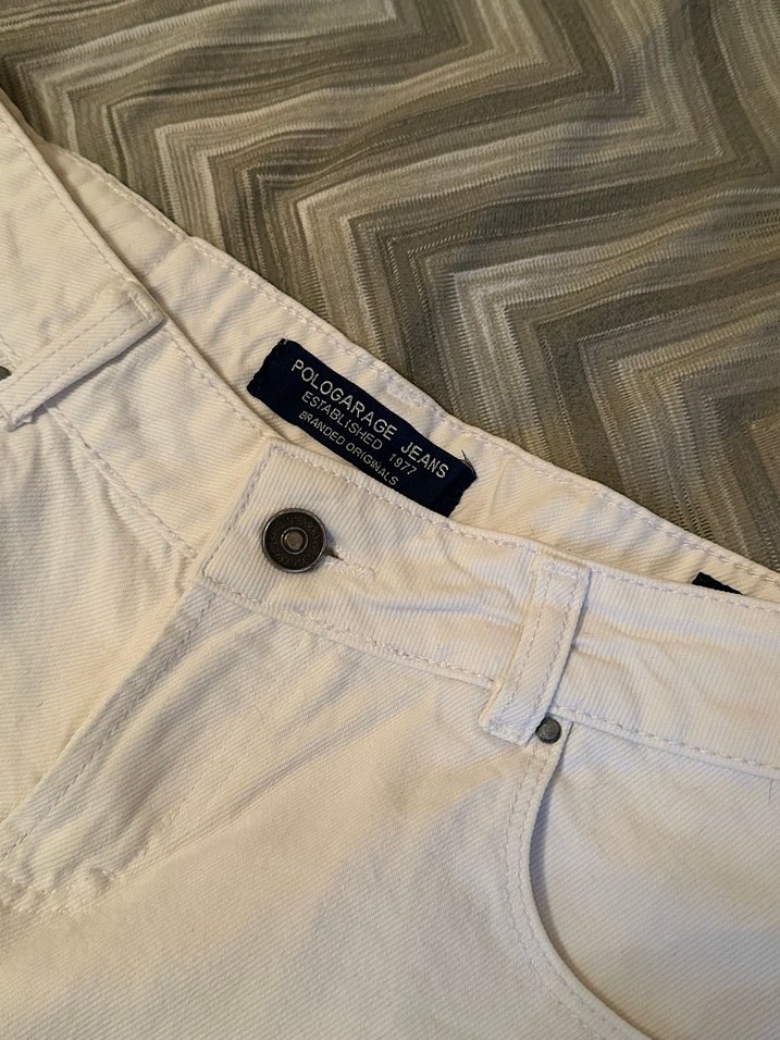 POLO GARAGE Kadın Beyaz Denim Mini Şort - Görsel 2