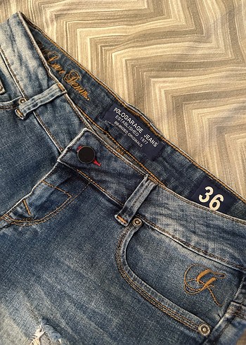 POLO GARAGE Kadın Mavi Jean Mini Şort - Görsel 3