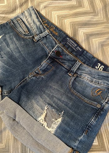 POLO GARAGE Kadın Mavi Jean Mini Şort - Görsel 2