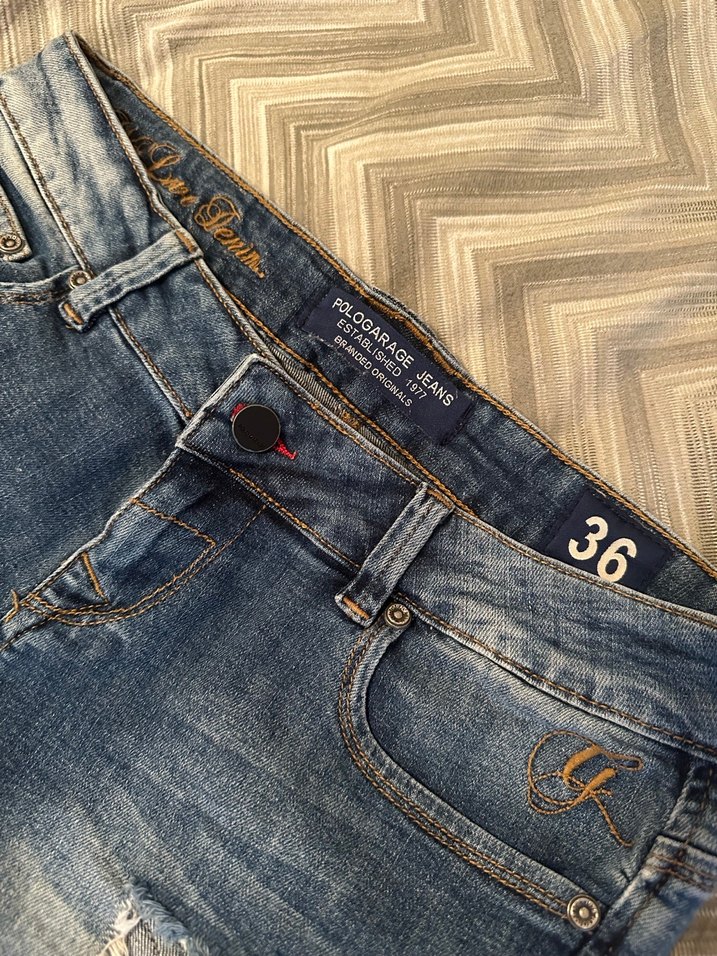 POLO GARAGE Kadın Mavi Jean Mini Şort - Görsel 3