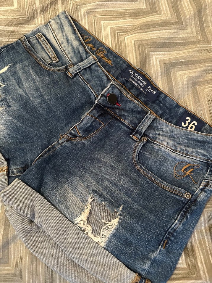 POLO GARAGE Kadın Mavi Jean Mini Şort - Görsel 2