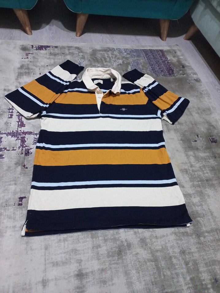 Çizgili Polo Yaka Erkek Tişört m beden - Görsel 2