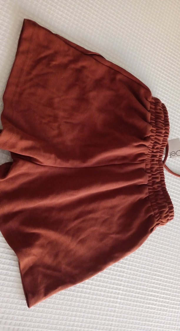 Pamuklu Kahverengi Şort - Görsel 2