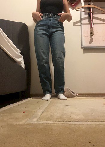 Lacivert Salaş Kesim Midi Denim Kadın Pantolon - Görsel 3