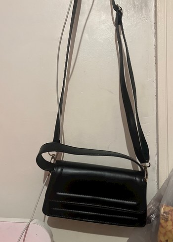 Siyah Deri Tokalı Kadın Omuz Çantası - Görsel 3