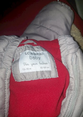 Gri Bebek Kış Tulumu Kapüşonlu Peluş Detaylı - Görsel 2