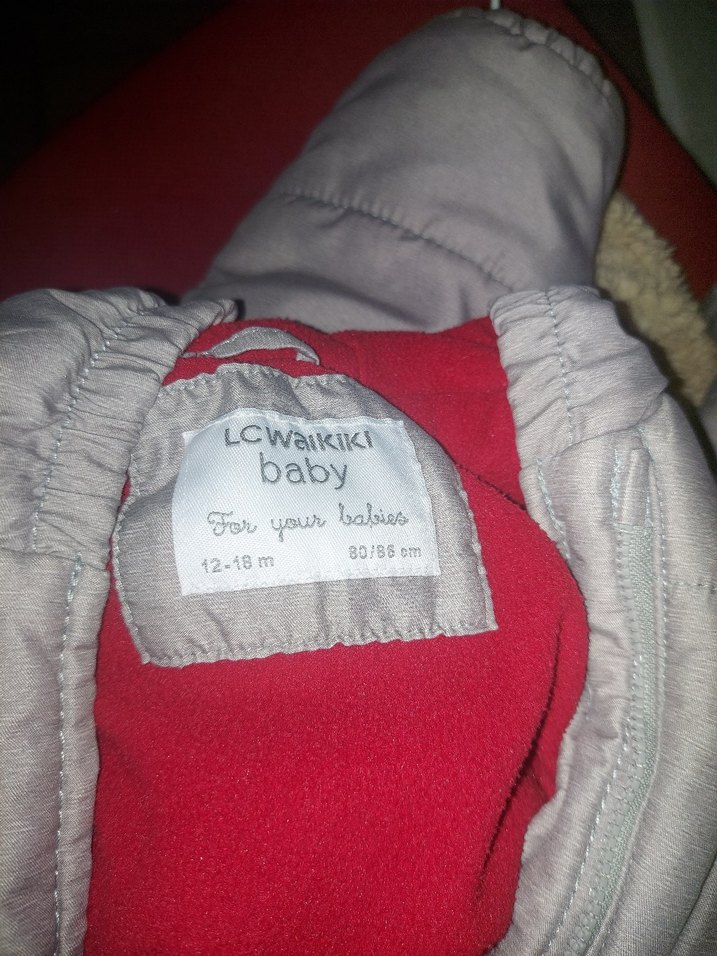 Gri Bebek Kış Tulumu Kapüşonlu Peluş Detaylı - Görsel 2